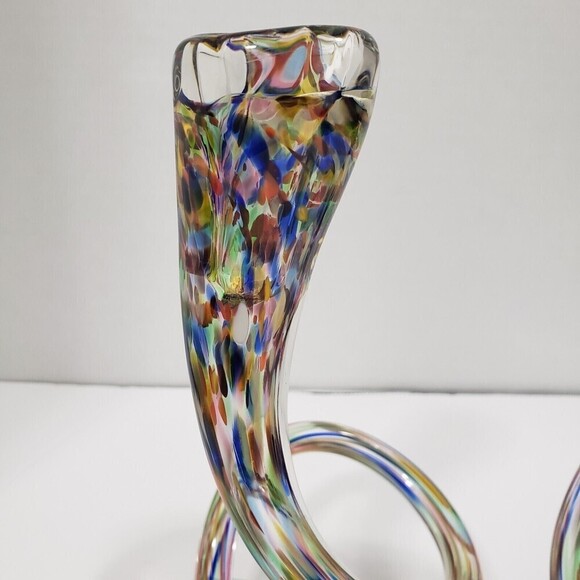 Vintage Candlesticks Hand Blown Michael Hudson Twisted Glass Confetti Set of 2 - Picture 7 of 15